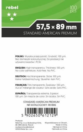 Koszulki na karty - Standard American Premium, 100 szt.